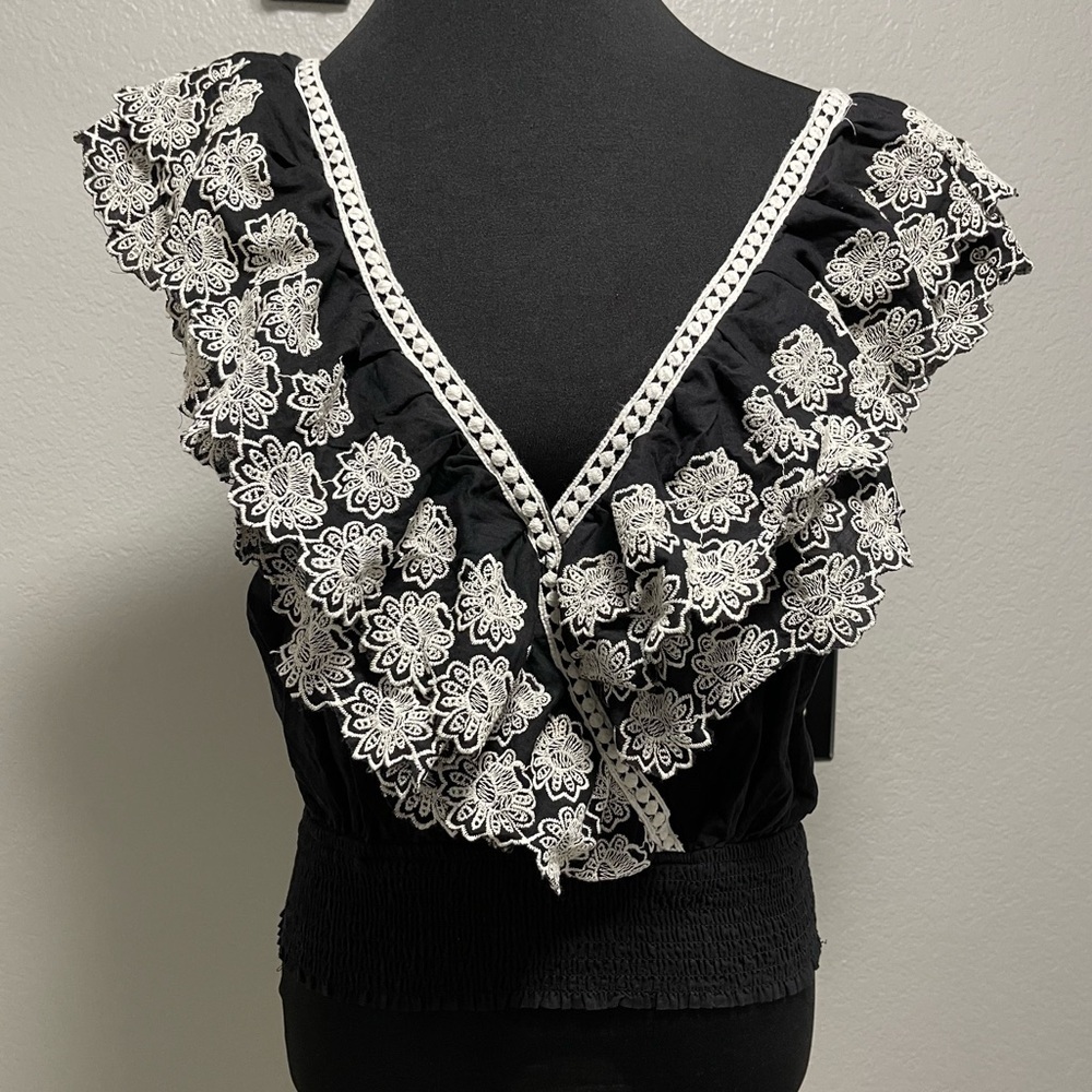 Monograph Embroidered Laced Back Blouse Size Large